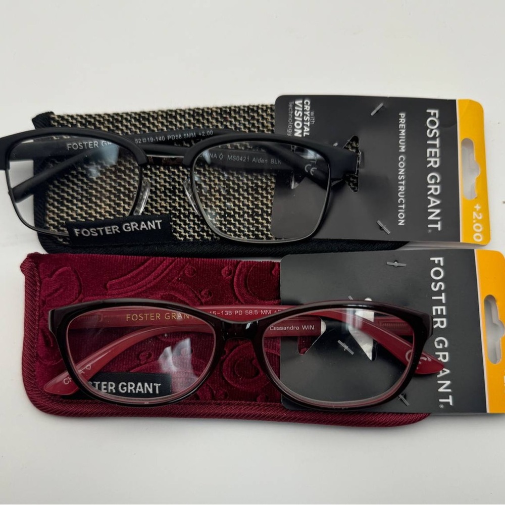 LOT OF 2 E137 Foster Grant Reading Glasses Readers crystal vision